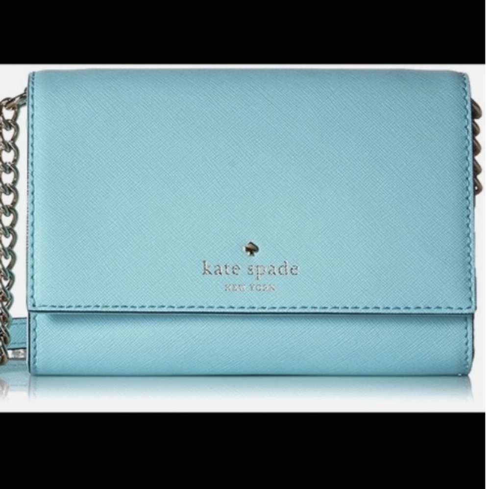 Kate Spade Cedar Street Cami mini crossbody purse wallet Sky blue Tiffany blue